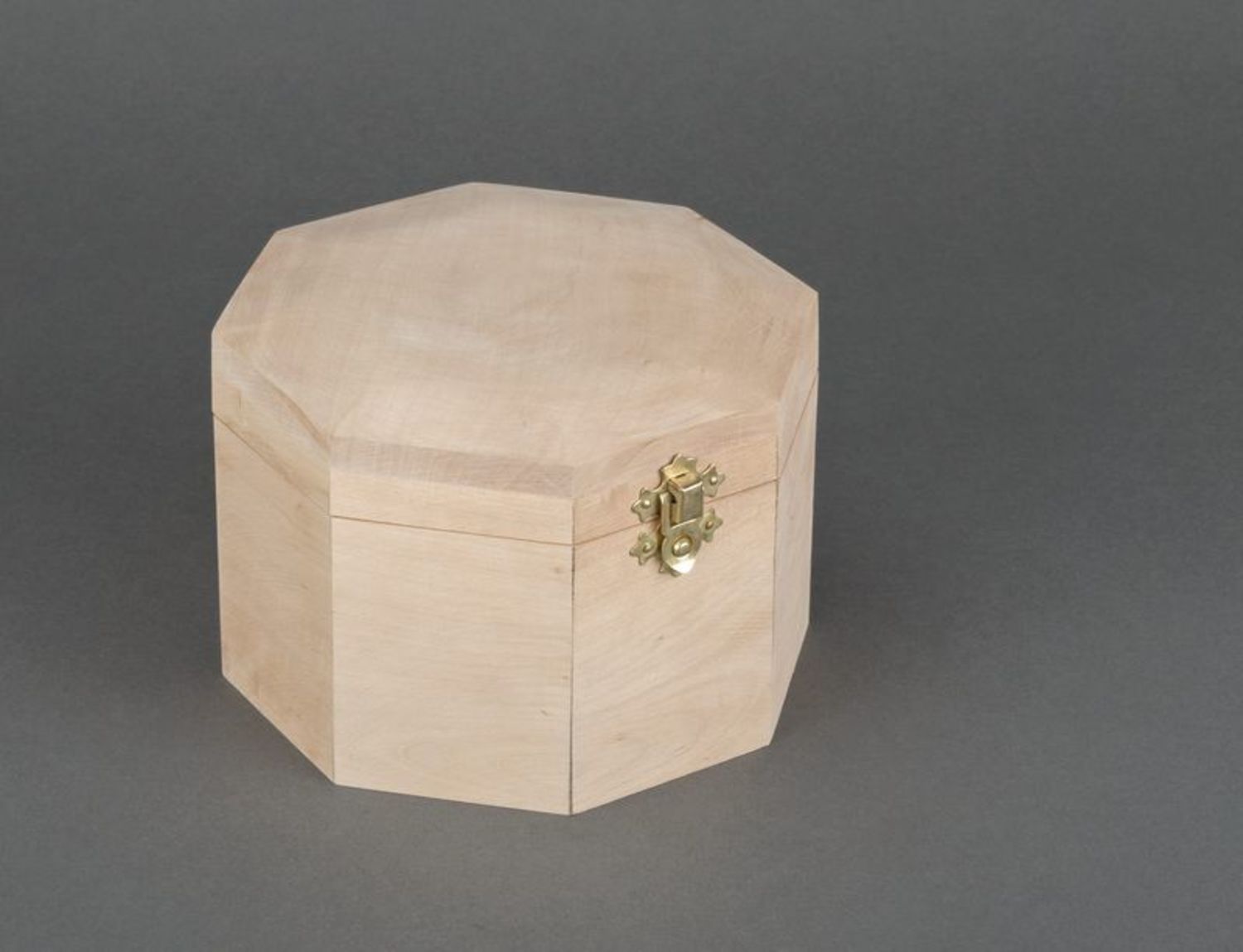 Caja de madera inacabada octagonal foto 3