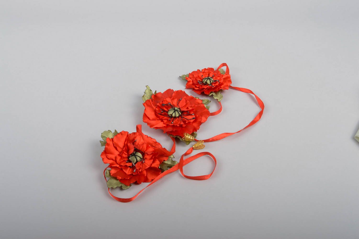 Handmade Haarschmuck Blüte Damen Modeschmuck Accessoire für Haare Mohnblumen foto 4