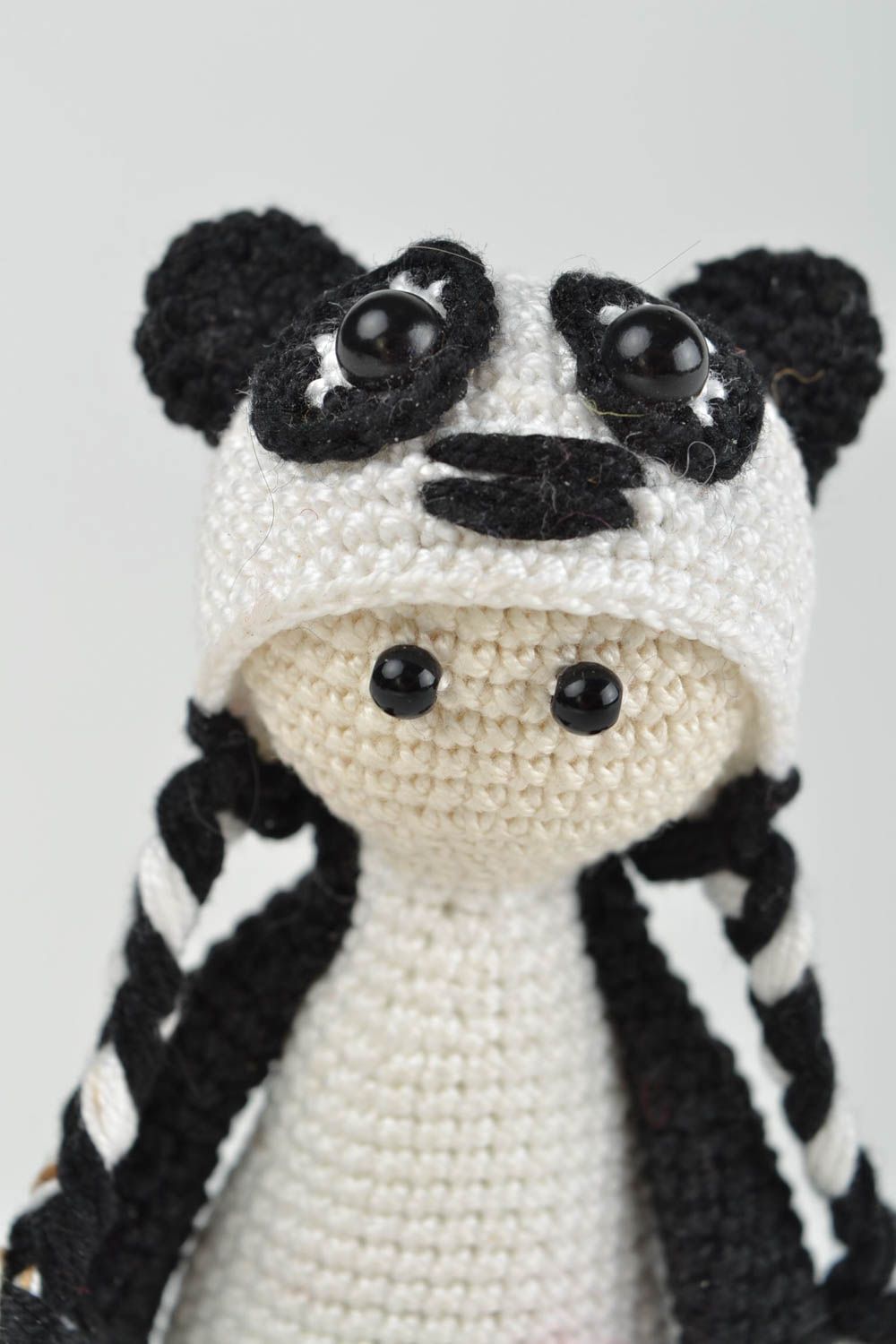 Gehäkelte Puppe handmade Stofftier Panda Geschenkidee für Kinder weich schön foto 3