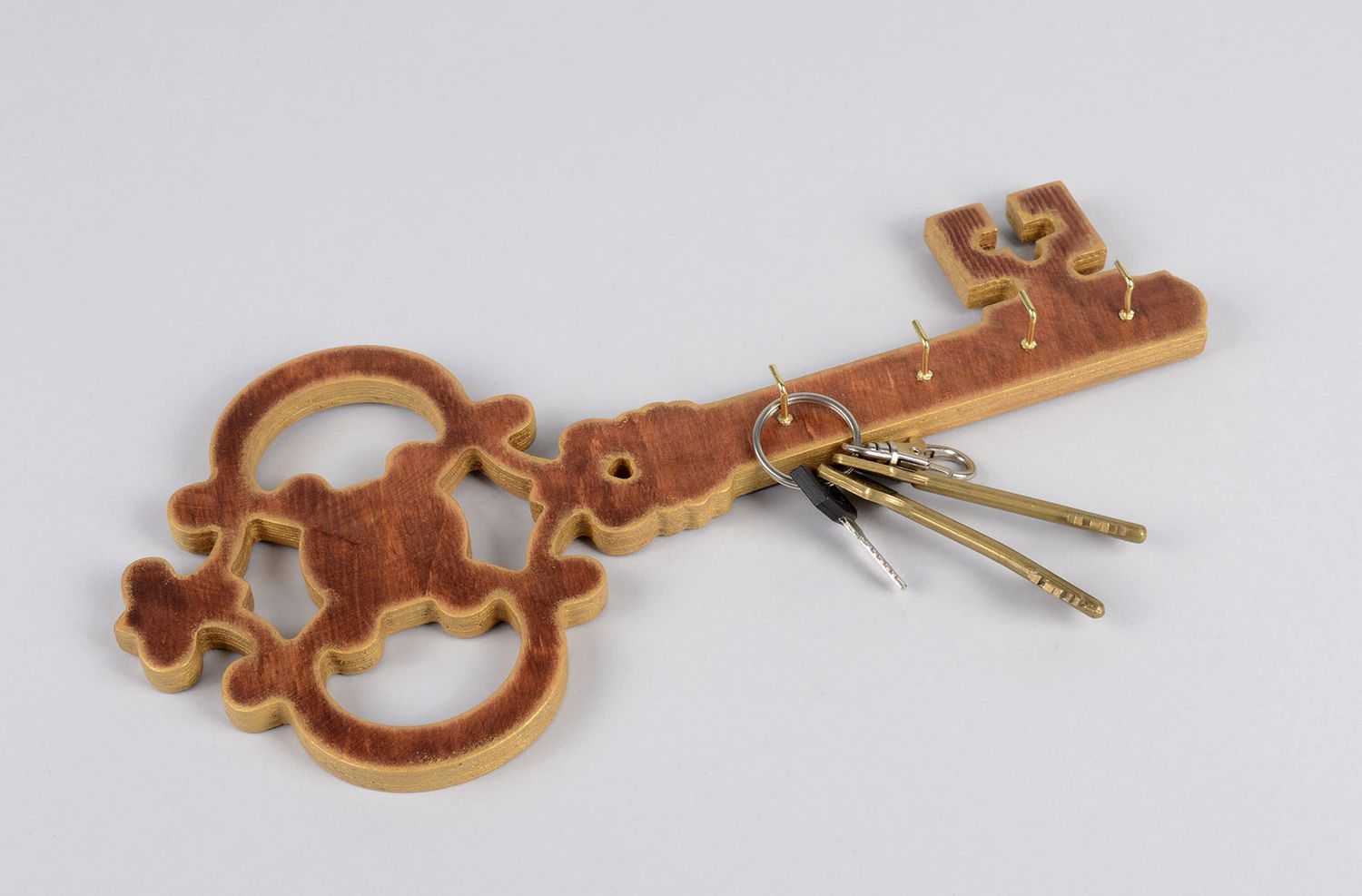 Handmade Schlüsselbrett aus Holz Hakenleiste für Schlüssel schöne Wandhaken  foto 4