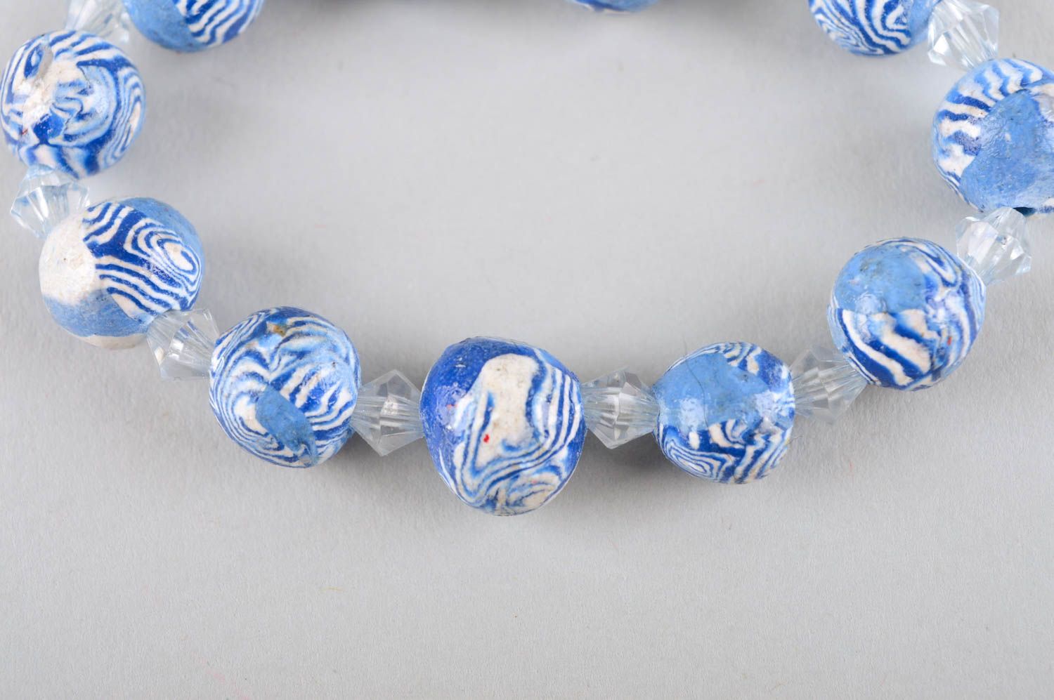 Bracelet bleu Bijou fait main en pâte polymère design Accessoire femme Marin photo 3
