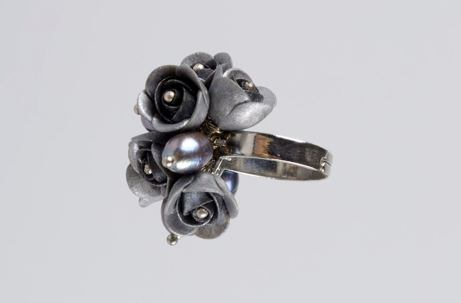 Bague pate polymere Bijou fait main Accessoire femme fleurs perles design photo 4