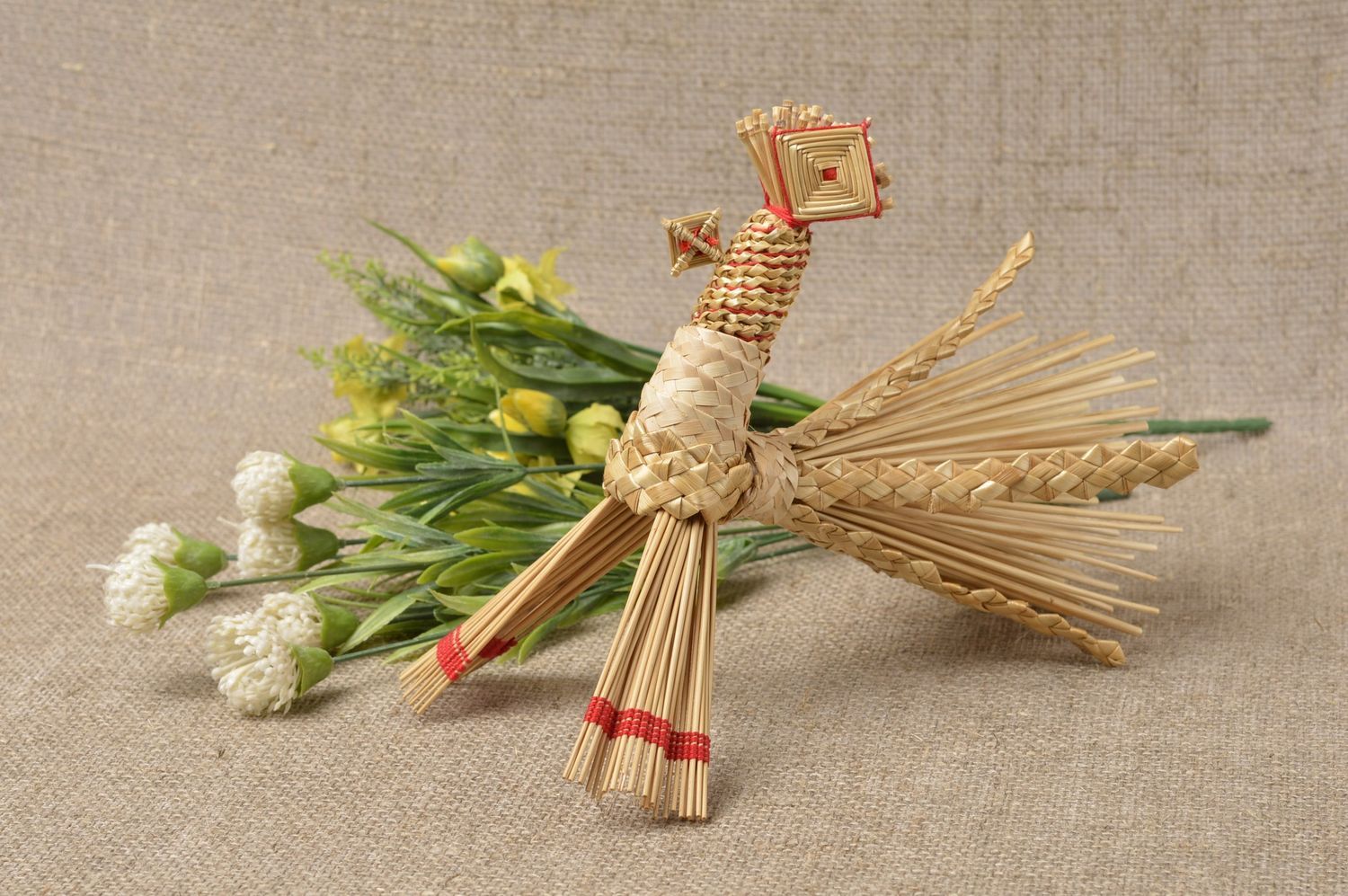 Handmade table decor unusual straw figurine natural eco friendly statuette photo 1