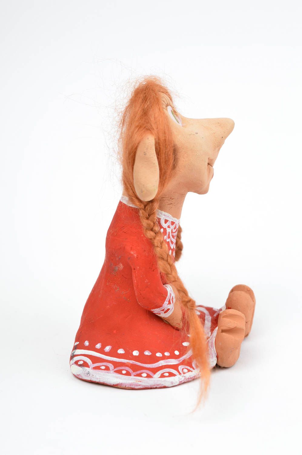 Handmade Deko Miniatur Figur Keramik Deko Figur aus Ton lustiges Mädchen Troll foto 3