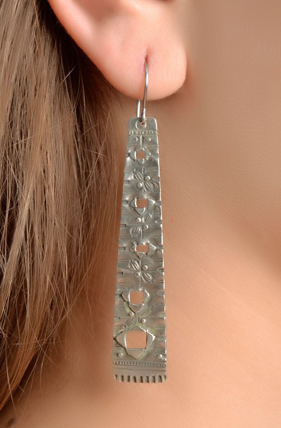 Long earrings made of melchior photo 4
