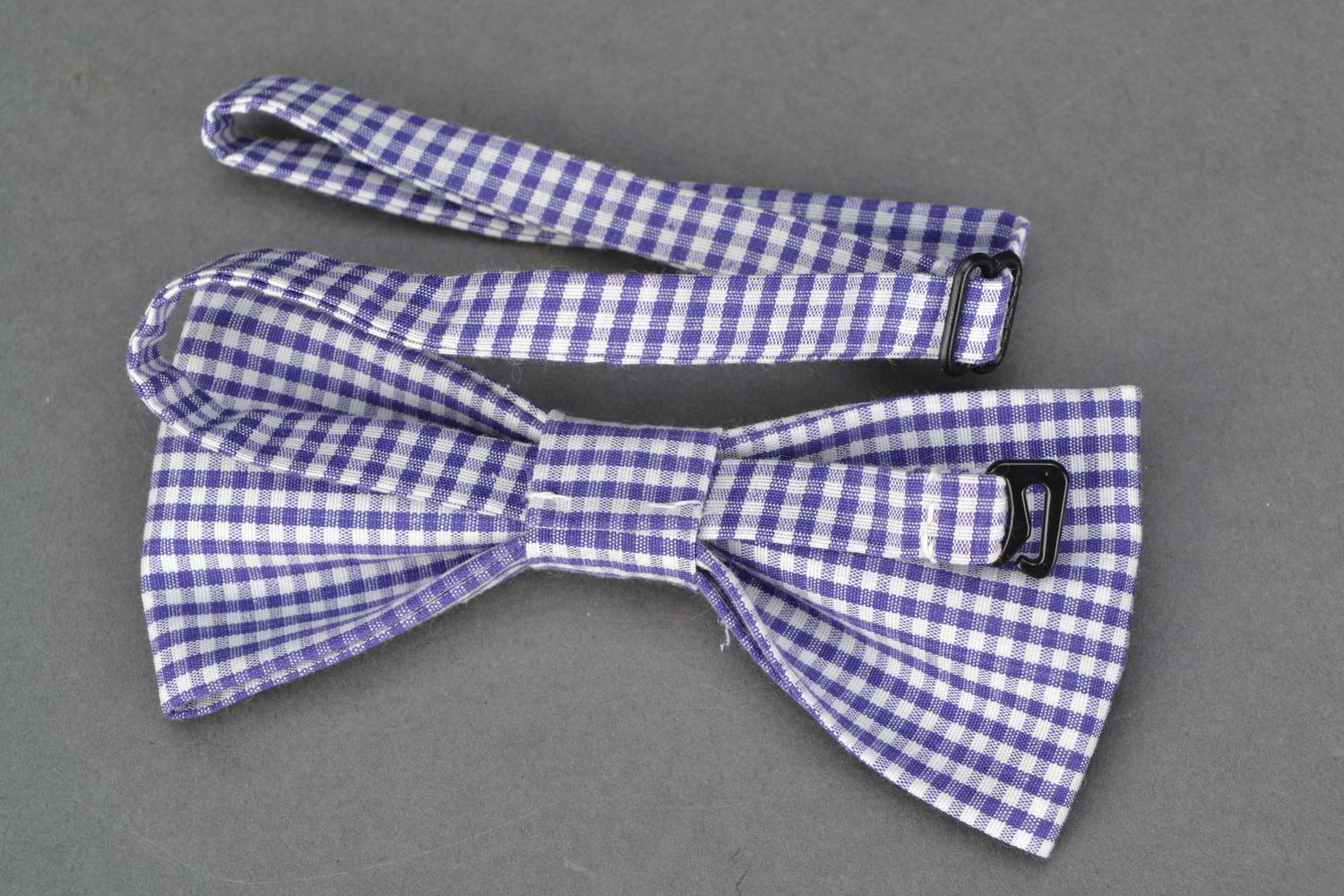 Violet checkered bow tie photo 4