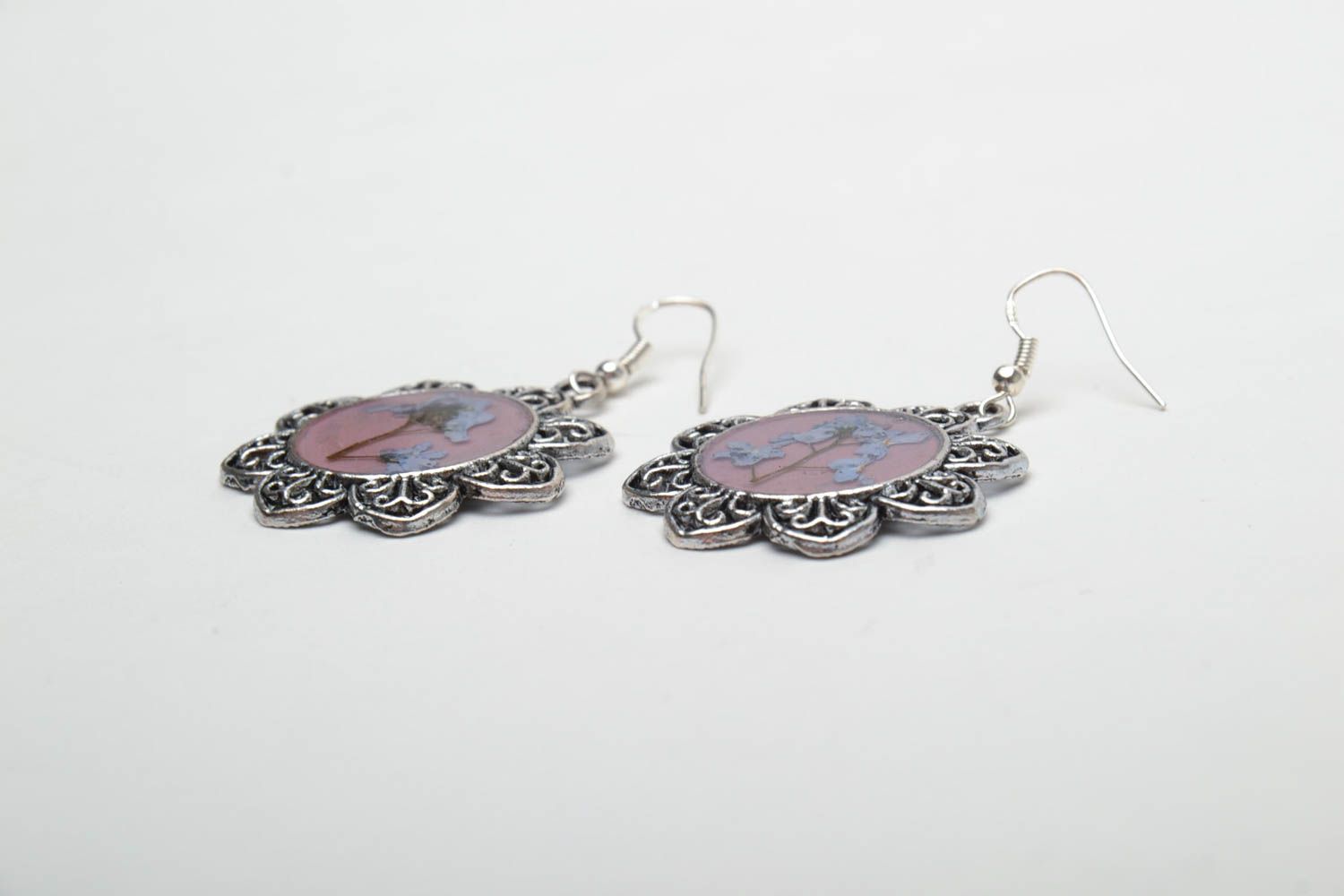 Handmade earrings with natural flowers photo 4
