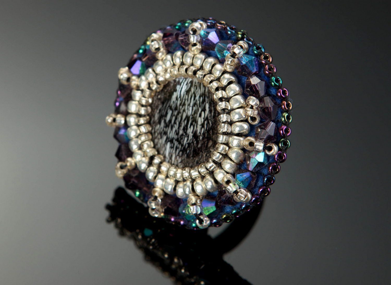 Ring with beads and pearl photo 2