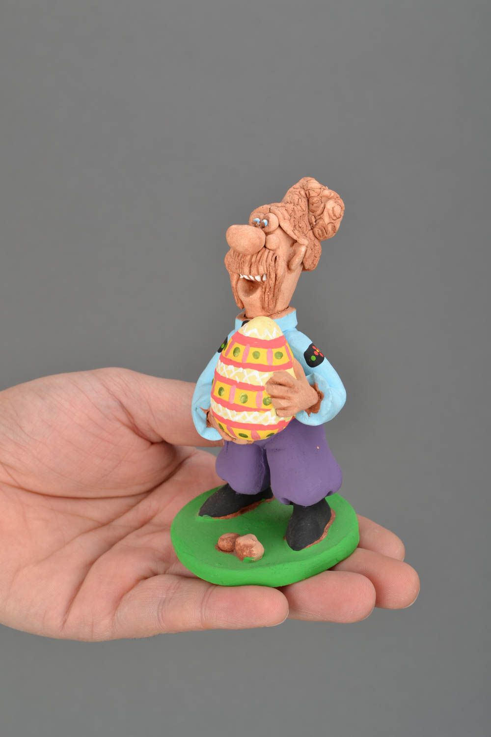Statuetta d'arredo in argilla fatta a mano figurina decorativa in ceramica  foto 2