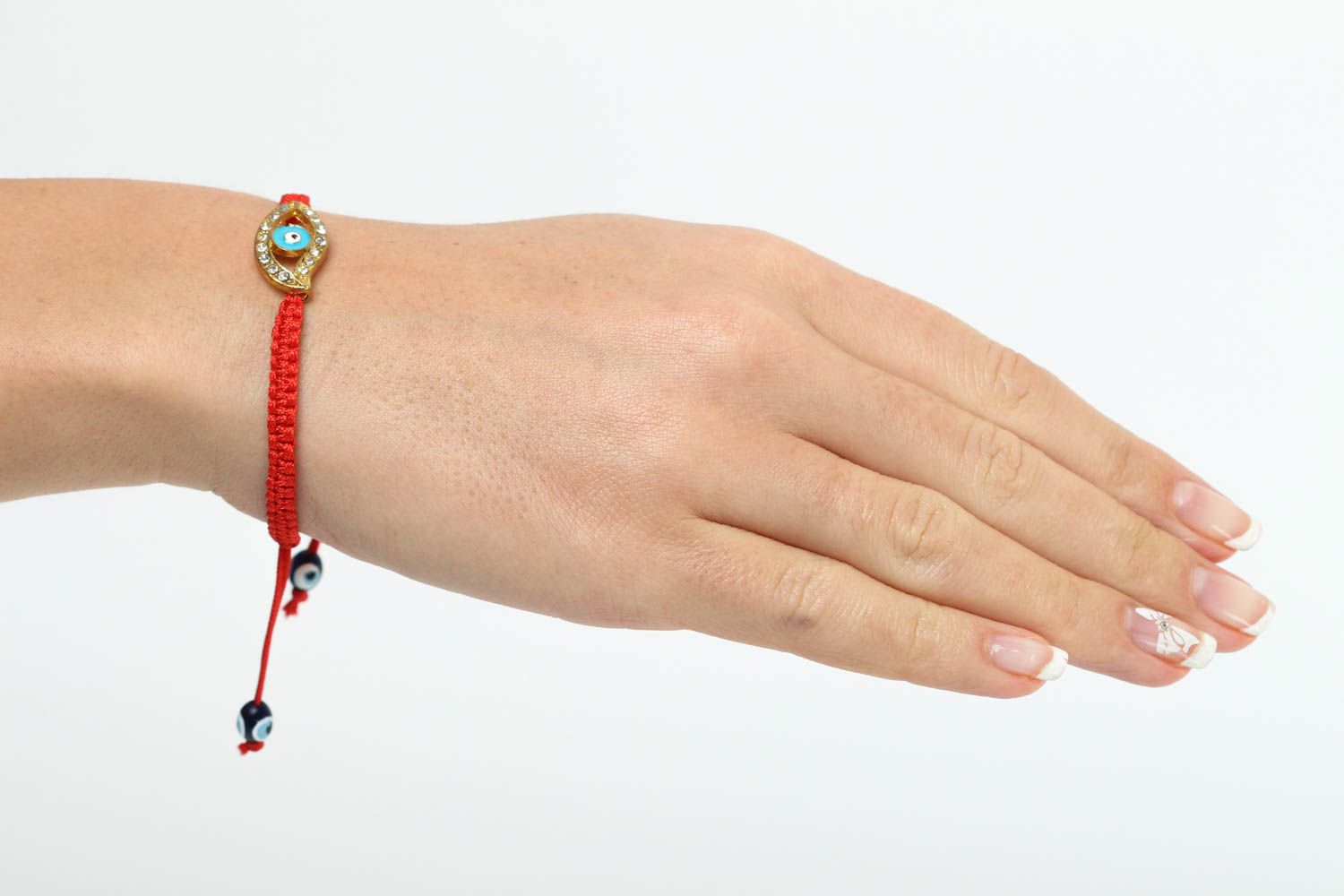 Плетеный браслет ручной работы браслет из ниток оберег модный браслет красный фото 5
