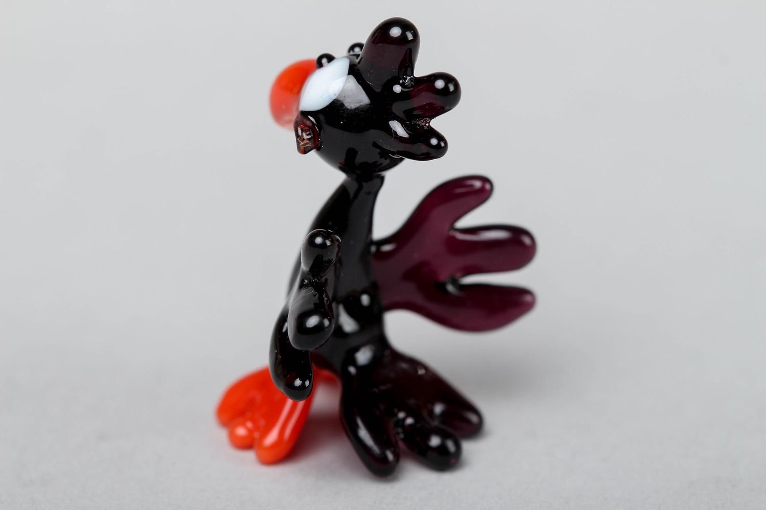 Handmade Lampwork Figurine Krähe aus Glas in Form einer lustigen Krähe foto 2