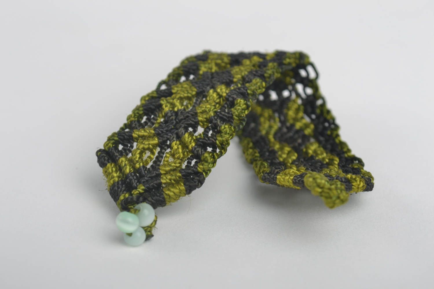 Bracelet textile Bijou fait main Accessoire femme tressé vert large cadeau photo 4