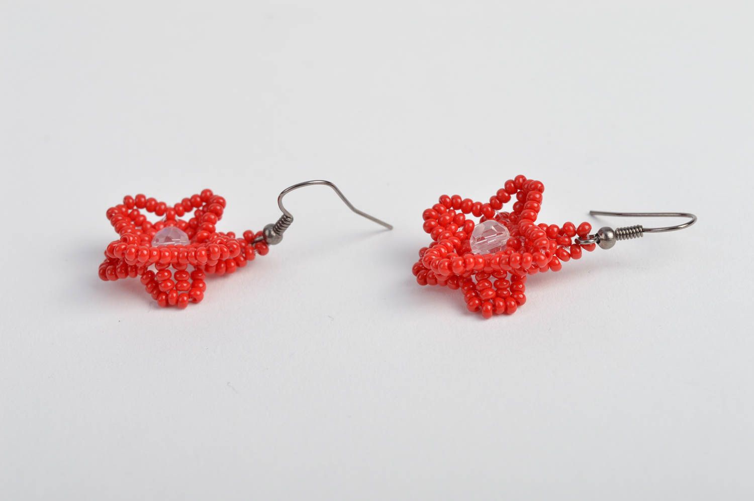 Seed beaded handmade earrings woven bijouterie for woman designer accessory photo 3