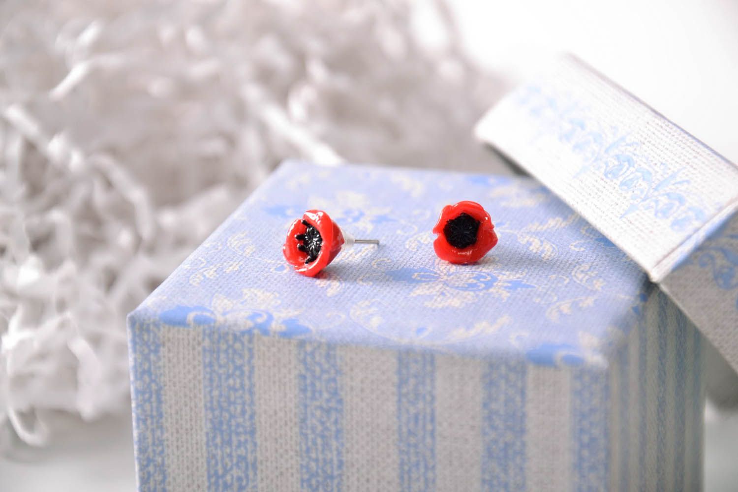 Stud earrings made of polymer clay photo 1