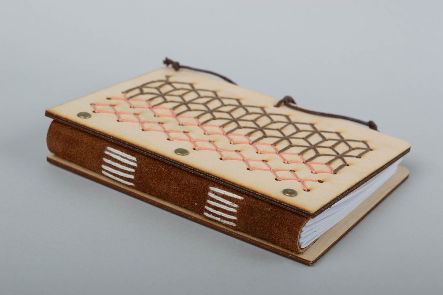 Designer notebook handmade wooden notepad stylish diary gift for women photo 3