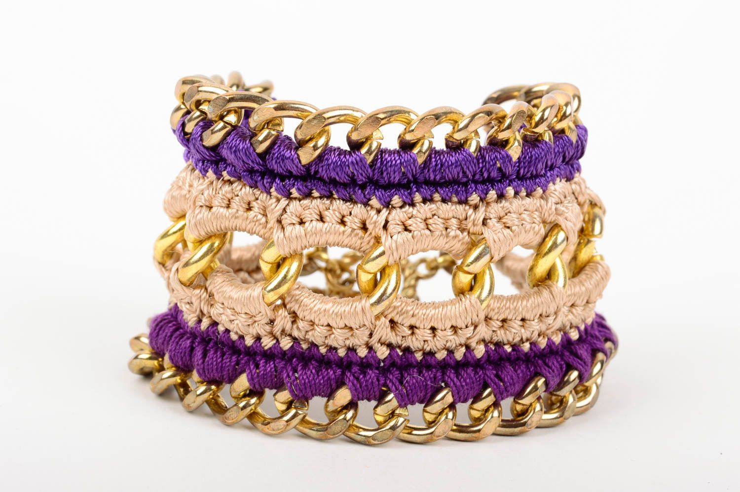 Beautiful crocheted bracelet unusual handmade accessory stylish wrist bracelet photo 1