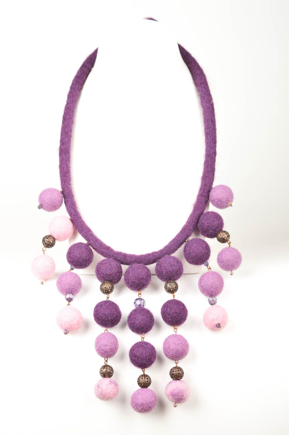 Handmade necklace bead necklace wool felting women accessories designer jewelry photo 1