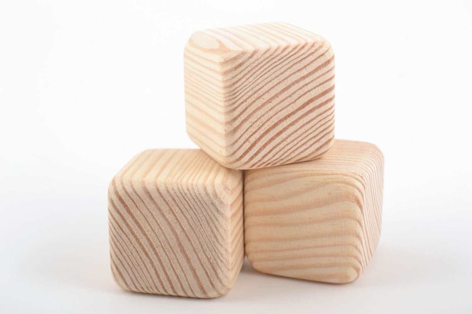 Set of handmade wooden blank cubes for creative work 3 pieces educational toys photo 2