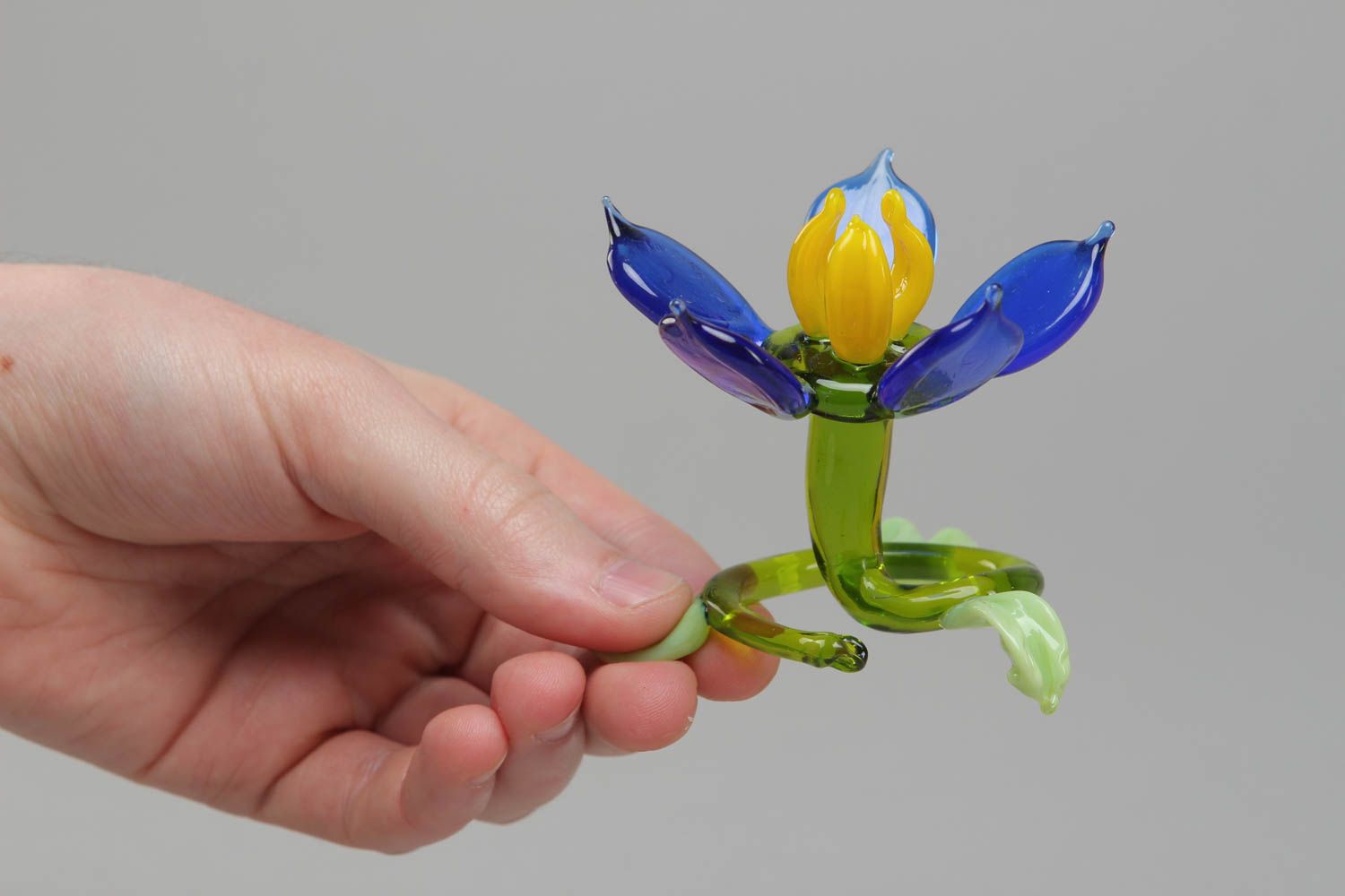 Collectible lampwork glass statuette Flower photo 4