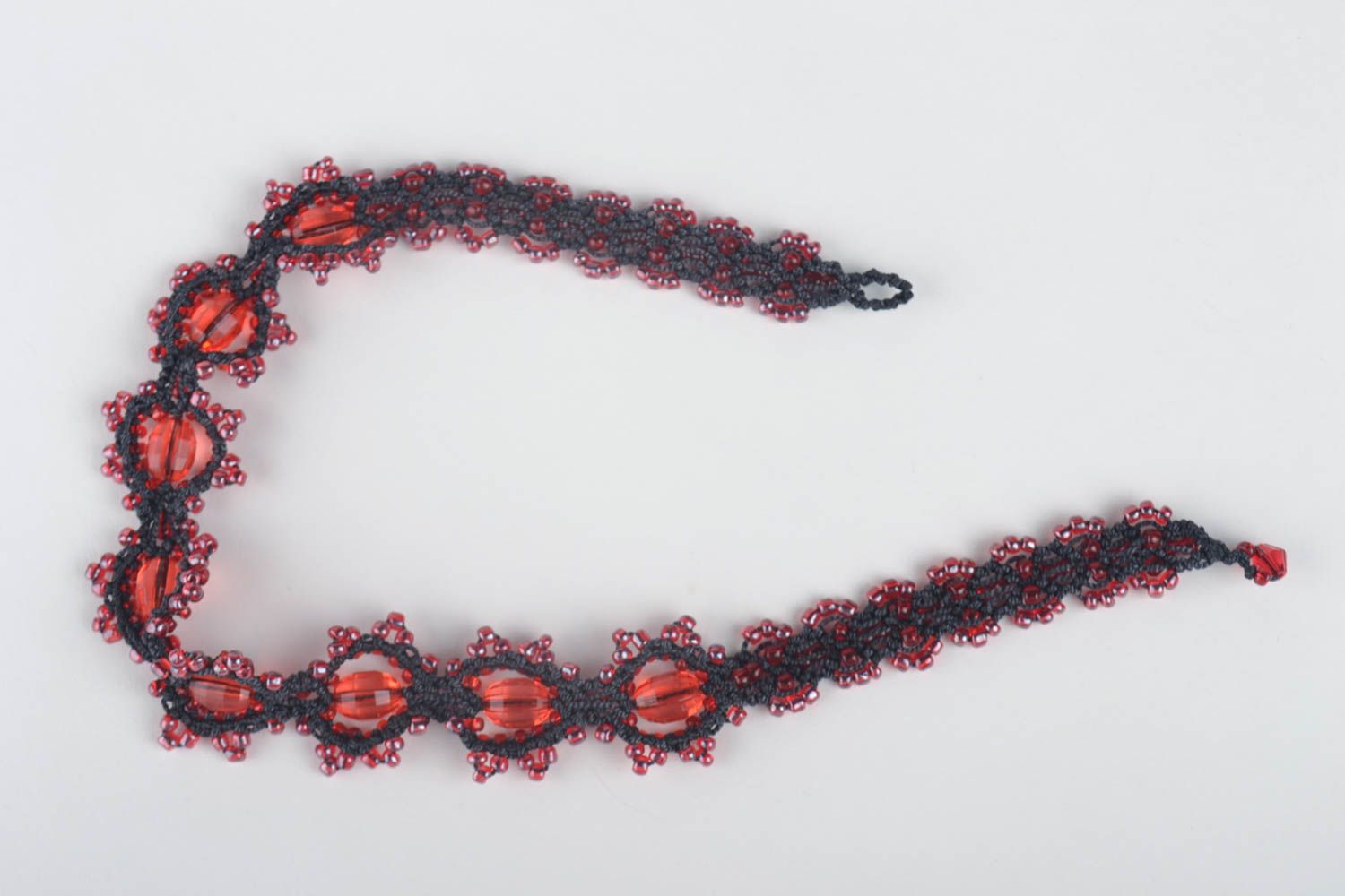 Macrame necklace handmade beaded accessory thread necklace braided jewelry photo 3