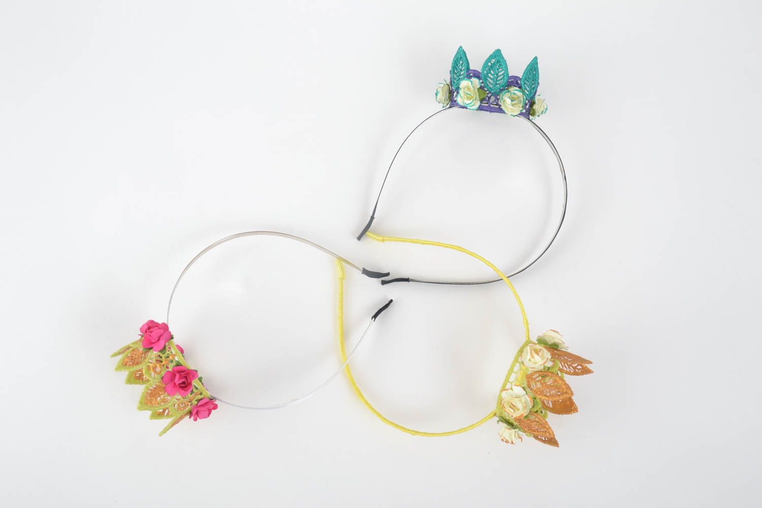 Diademas de flores artesanales coronas para cabello accesorios para el pelo foto 2