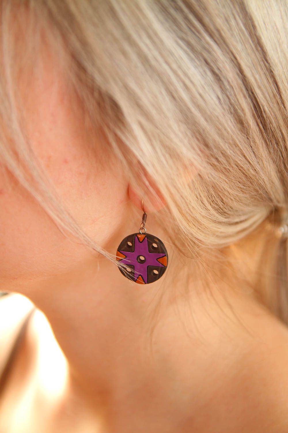 Homemade jewelry ceramic earrings womens earrings designer accessories photo 5
