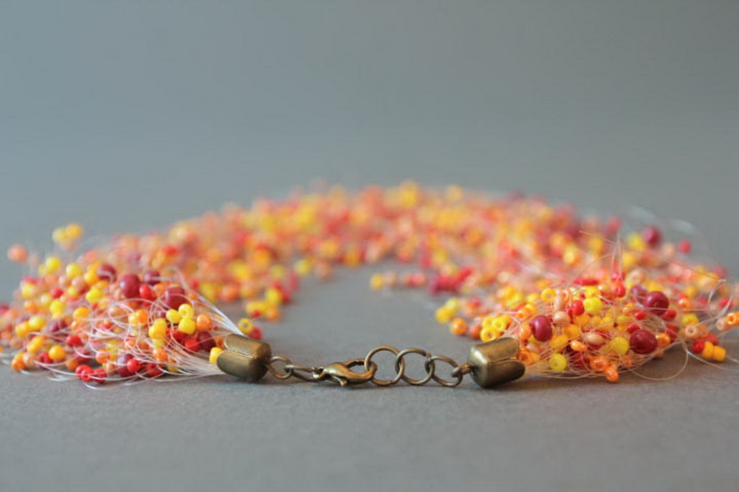 Crochet bead necklace with a fishing line photo 8
