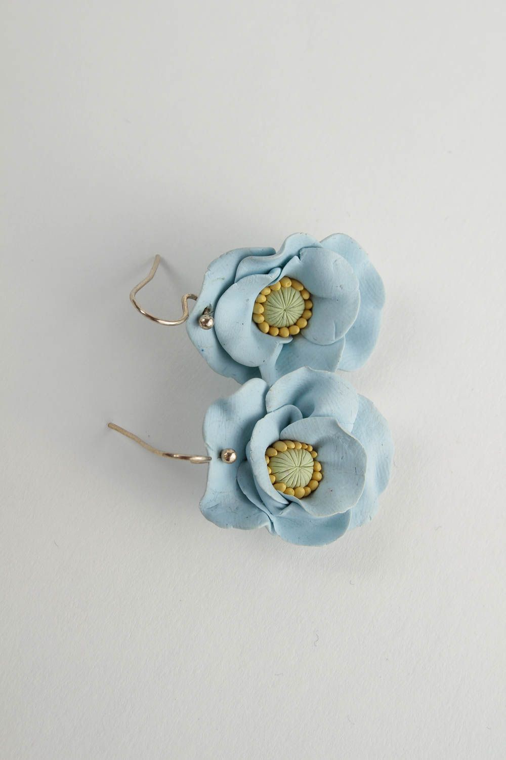 Schmuck Ohrringe handmade Polymer Schmuck Accessoire für Frauen blaue Blumen foto 3