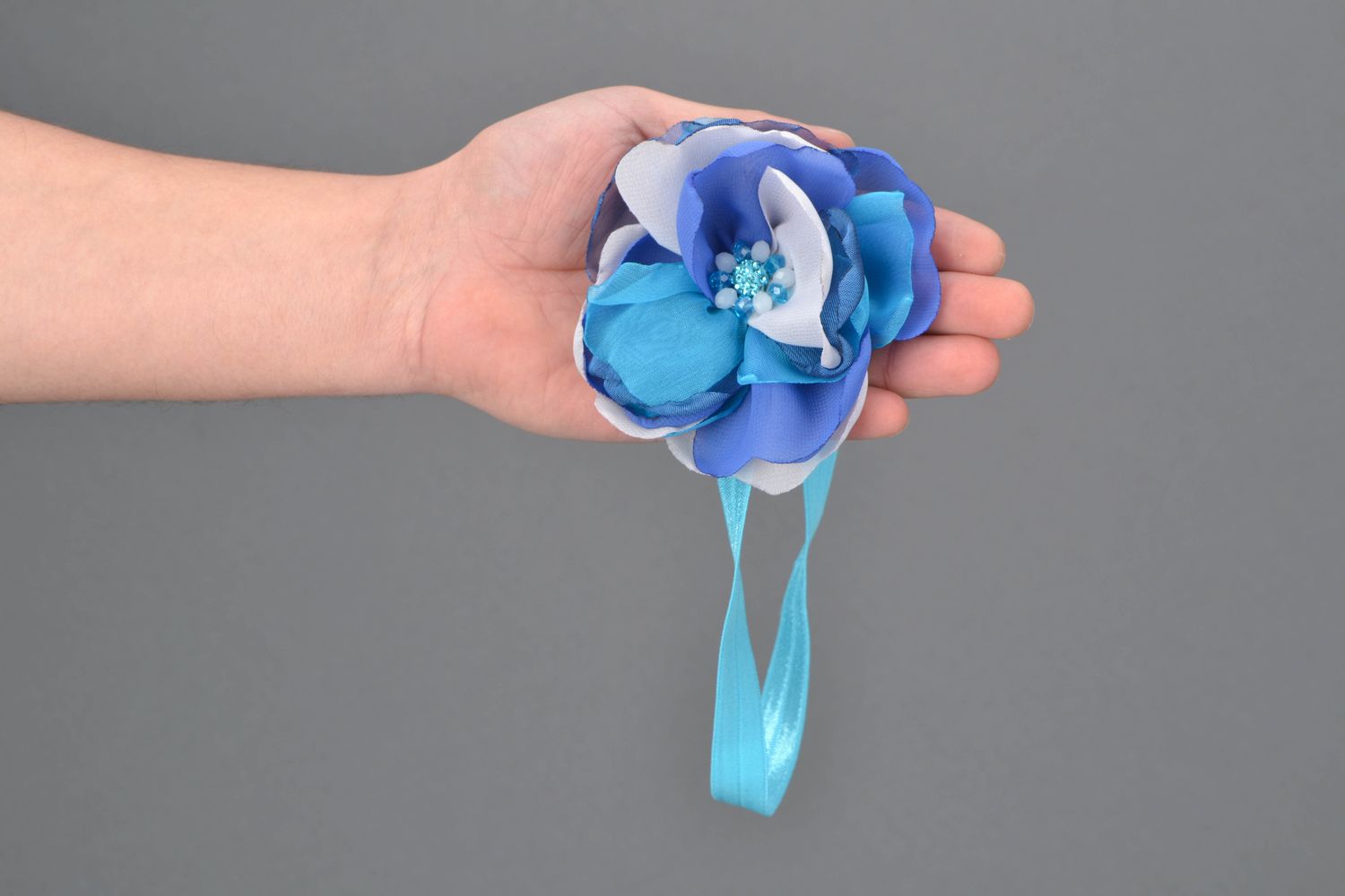 Bandeau pour cheveux enfant fleur bleue  photo 2