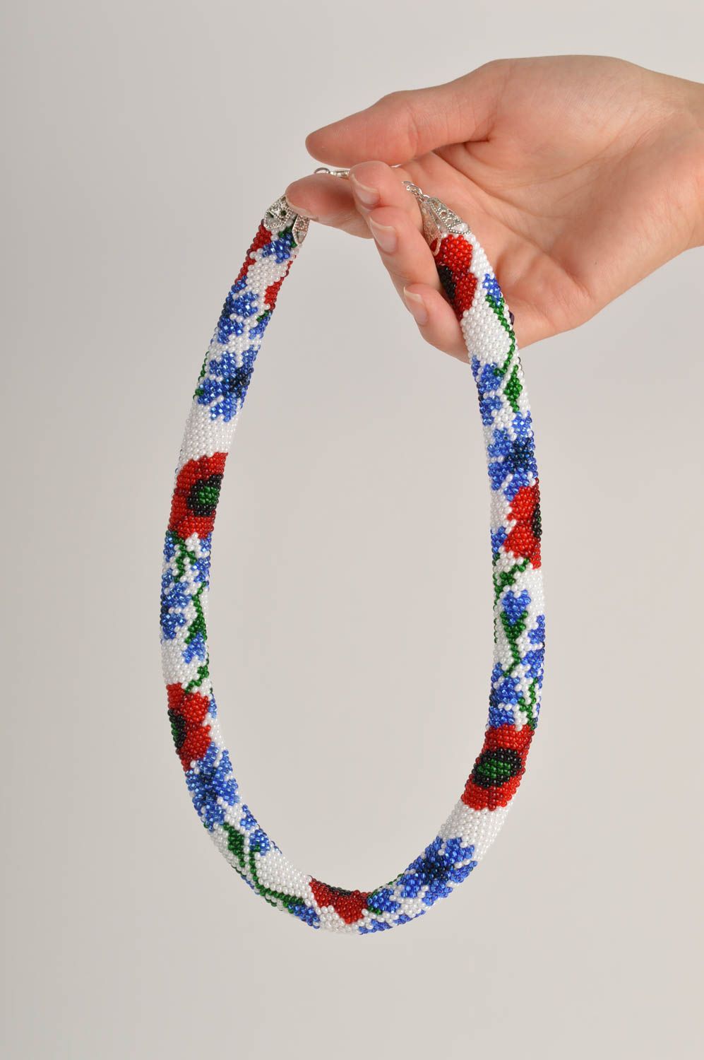 Collana tubolare di perline fatta a mano accessorio bello da donna idee regalo foto 5