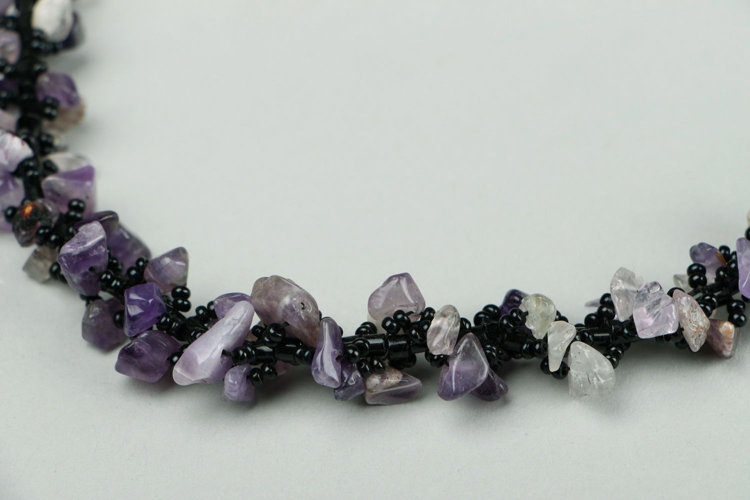 Necklace made of beads and amethyst photo 4