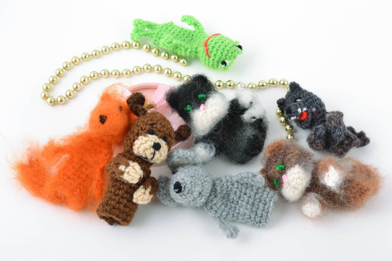 Set de marionnettes à doigts tricotées faites main jolis animaux 7 pièces photo 1