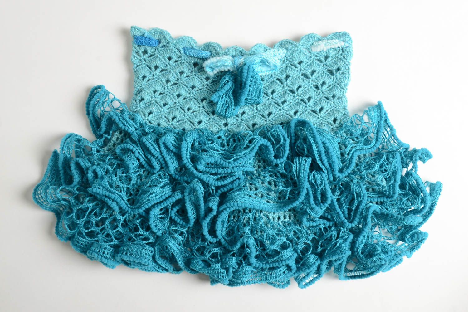 Jupe fille fait main Jupe tricot au crochet design oriignal bleu Vêtement fille photo 1