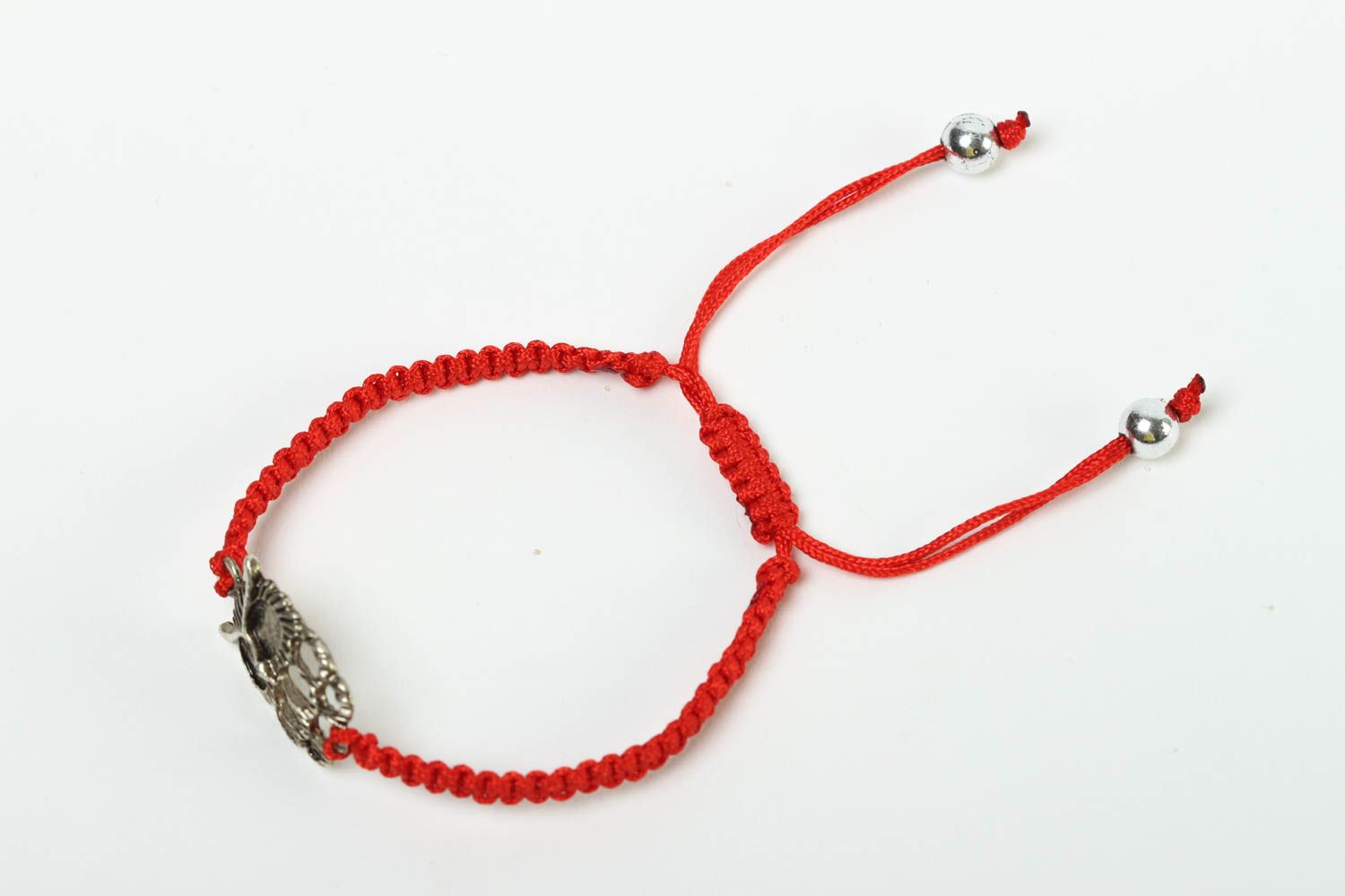 Bracelet textile Bijou fait main rouge hibou design Accessoire femme original photo 2