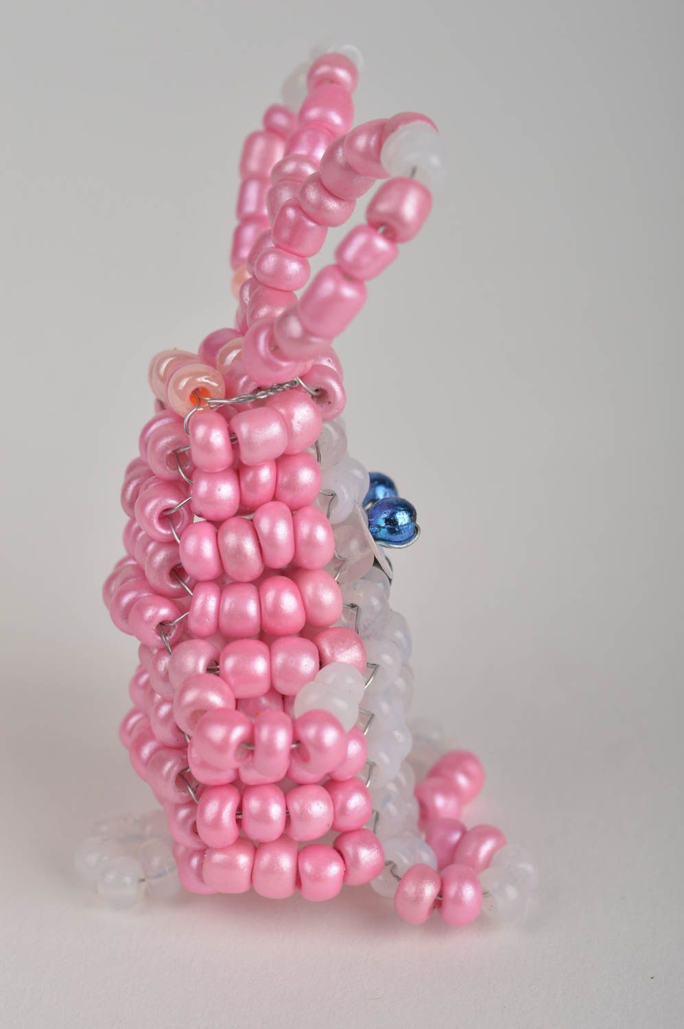 Petite marionnette à doigt lapin en perles de rocaille chinoises faite main rose photo 3
