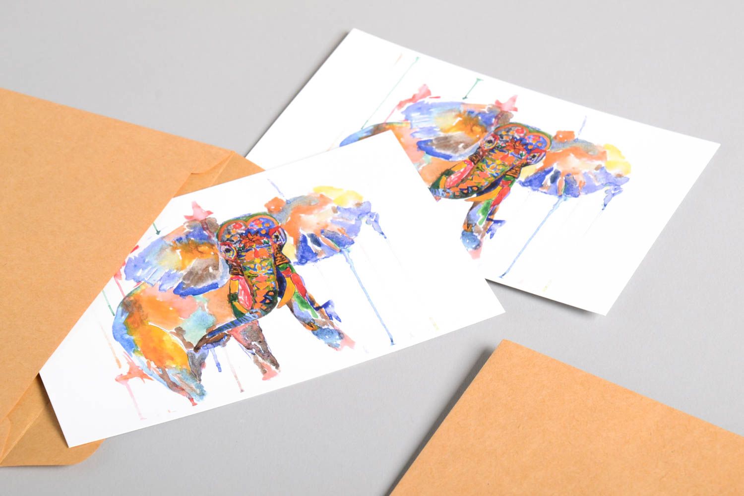 Открытки ручной работы красивые открытки две поздравительные открытки Слоны фото 4