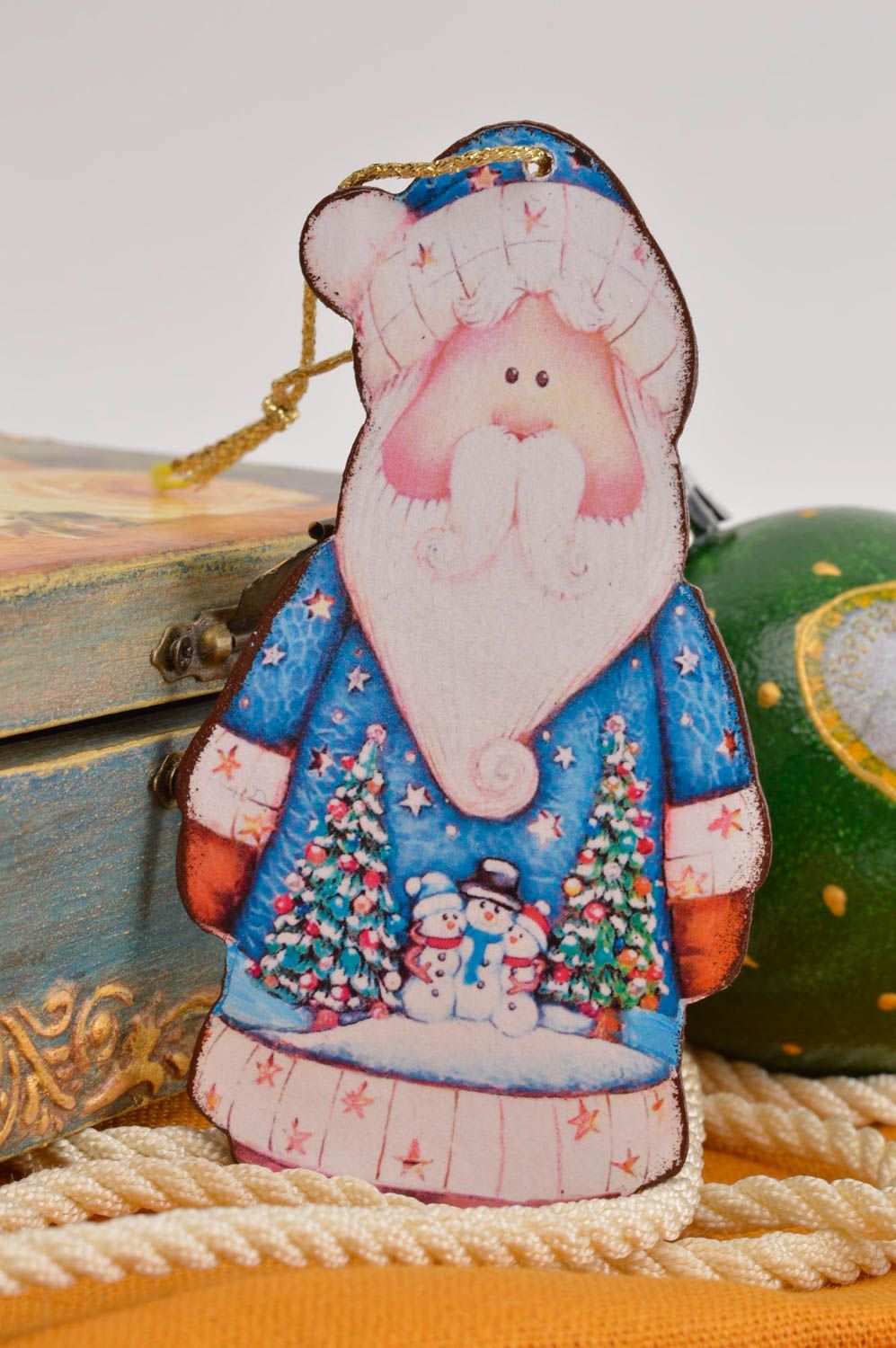 Décoration sapin faite main Déco Noël figurine Accessoire Noël bleu design photo 1