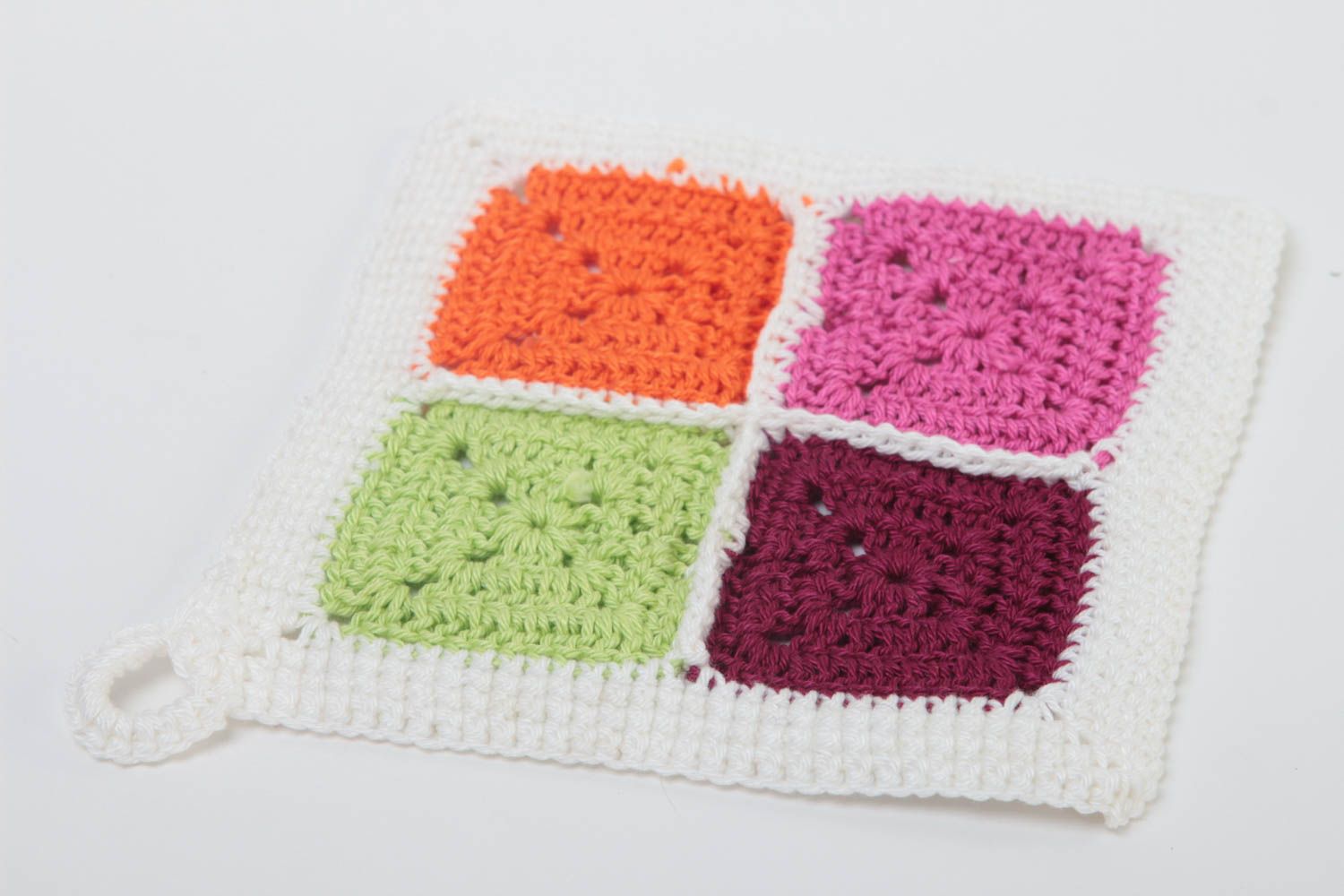 Agarradera al crochet artesanal accesorio de cocina textil para el hogar foto 4