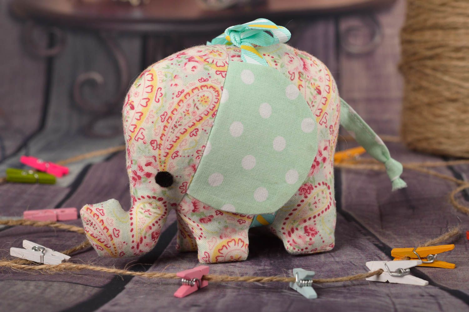 Игрушка слон хэнд мэйд интерьерная игрушка декор для детской в индийском стиле фото 1