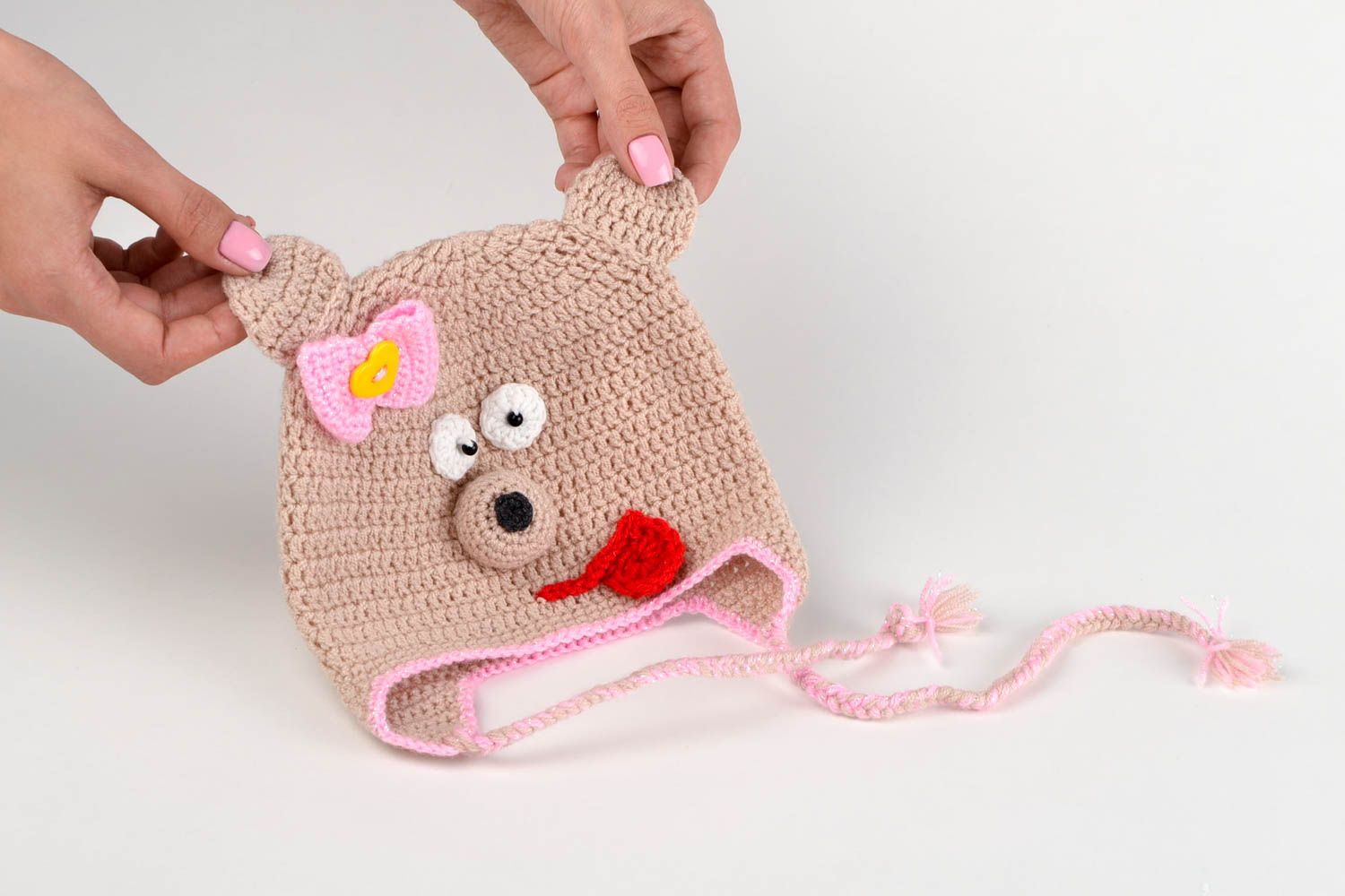 Handmade crocheted cap warm accessory for kids unusual warm winter hat photo 2