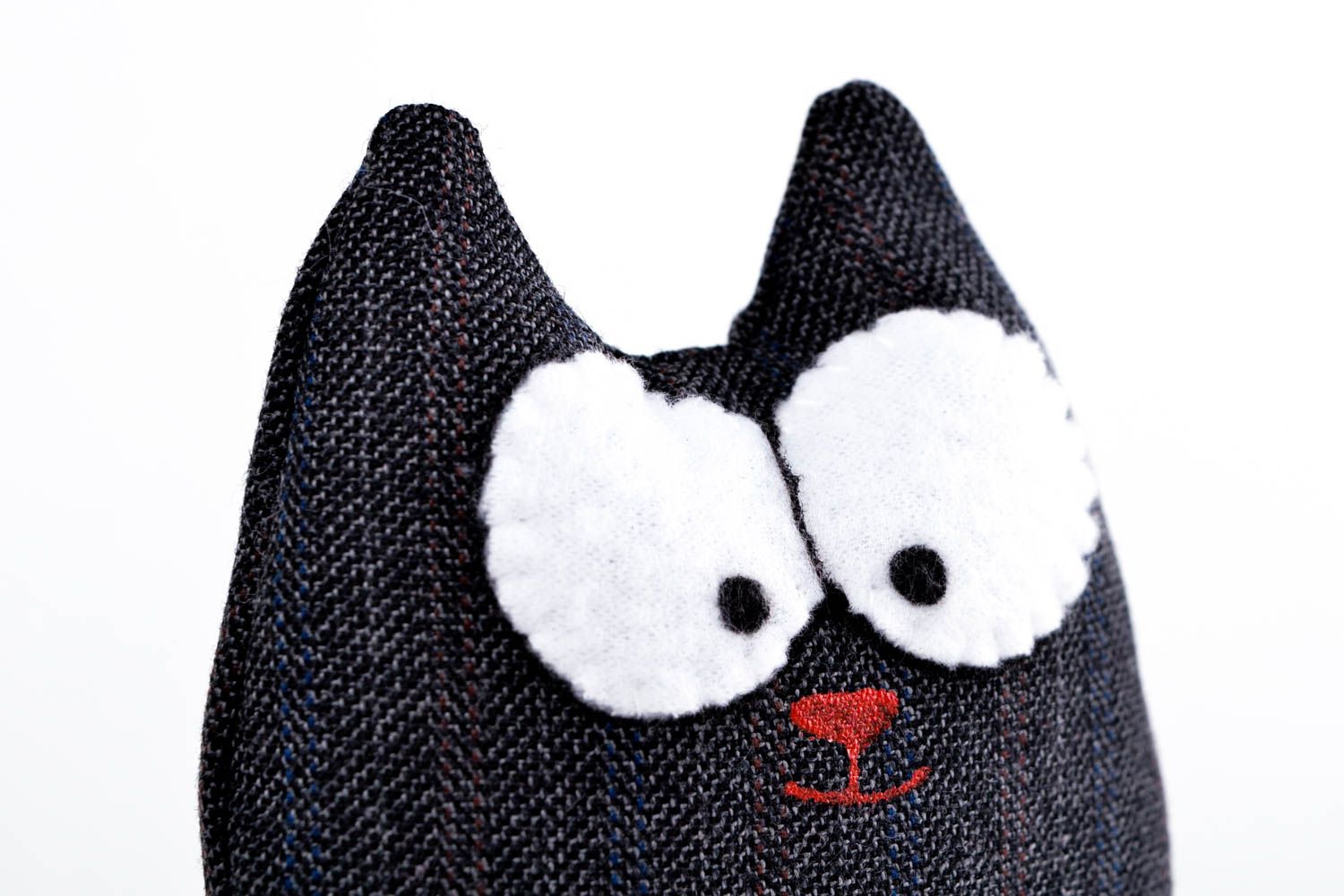 Peluche chat faite main Jouet enfant design de créateur noire Cadeau original photo 4