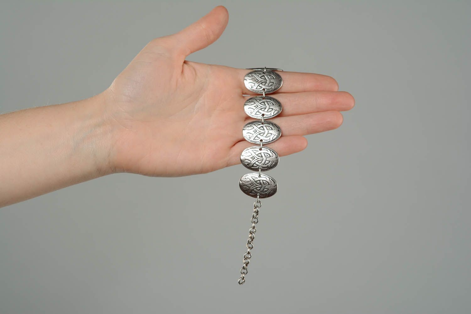 Bracelet fantaisie métallique fait main  photo 3