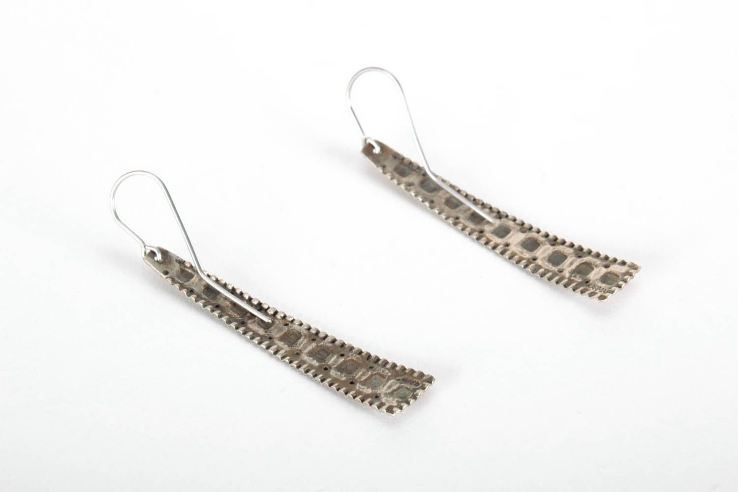 German silver earrings with embossment  photo 3