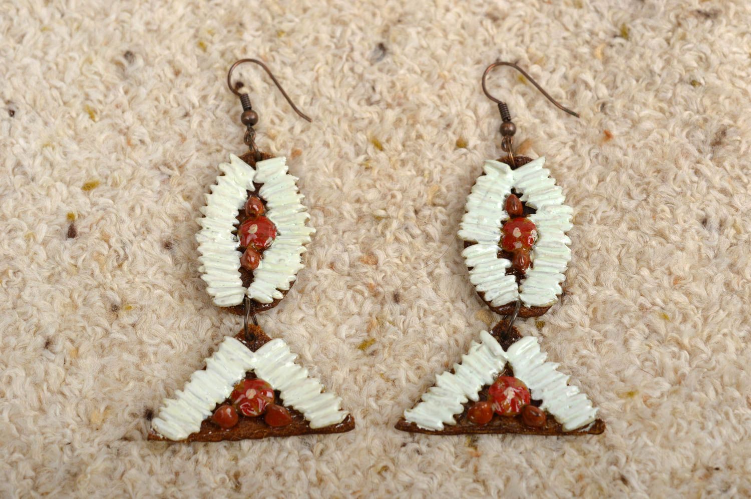 Unusual handmade leather earrings with rice costume jewelry fashion tips photo 1