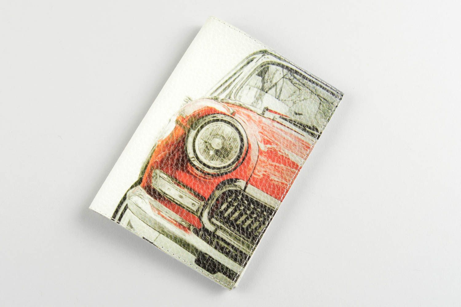 CFunda de cuero artesanal regalo original estuche para pasaporte coche antiguo foto 4