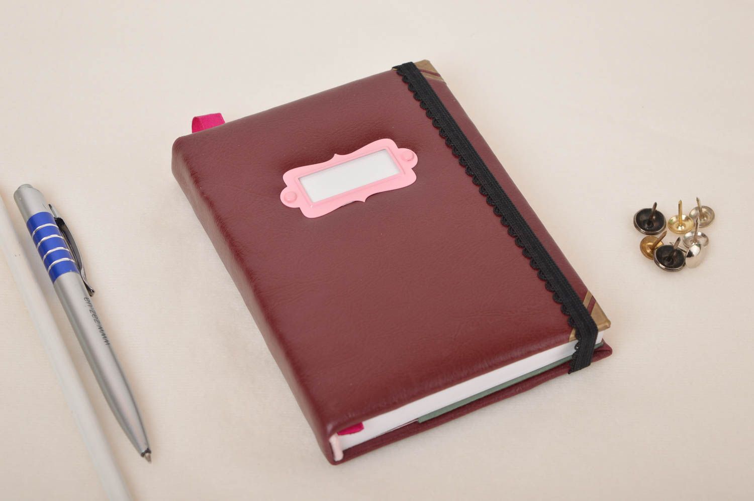 Libreta de notas artesanal burdeos cuaderno de notas de cuero regalo original foto 1