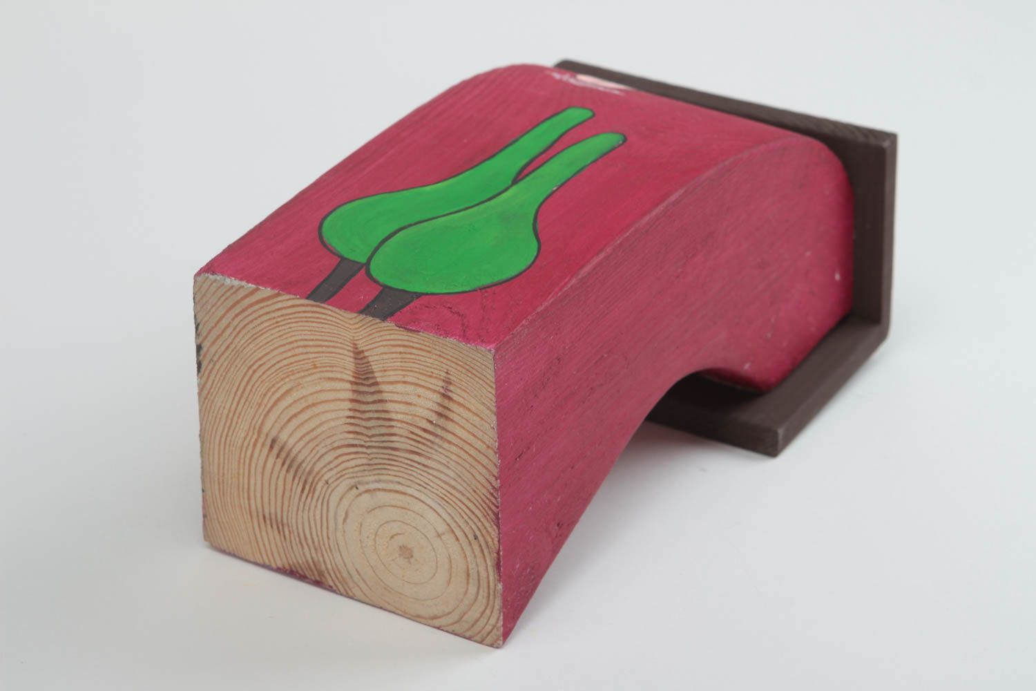 Фигурка из дерева для декора домик из сосны ручной работы бордовый экологический фото 4