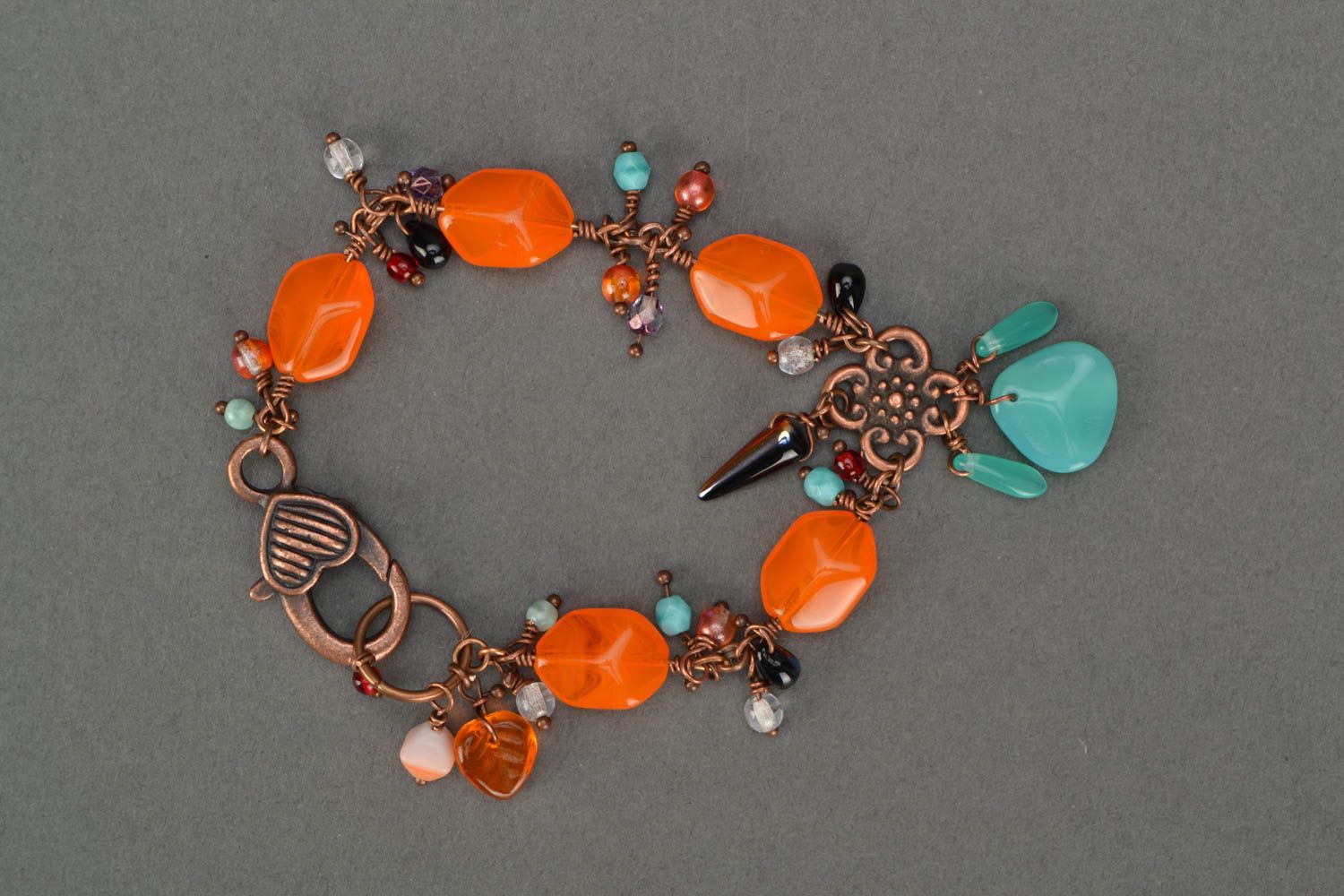 Glasperlen Armband in Orange schön originell handgemacht Designer Accessoire  foto 1