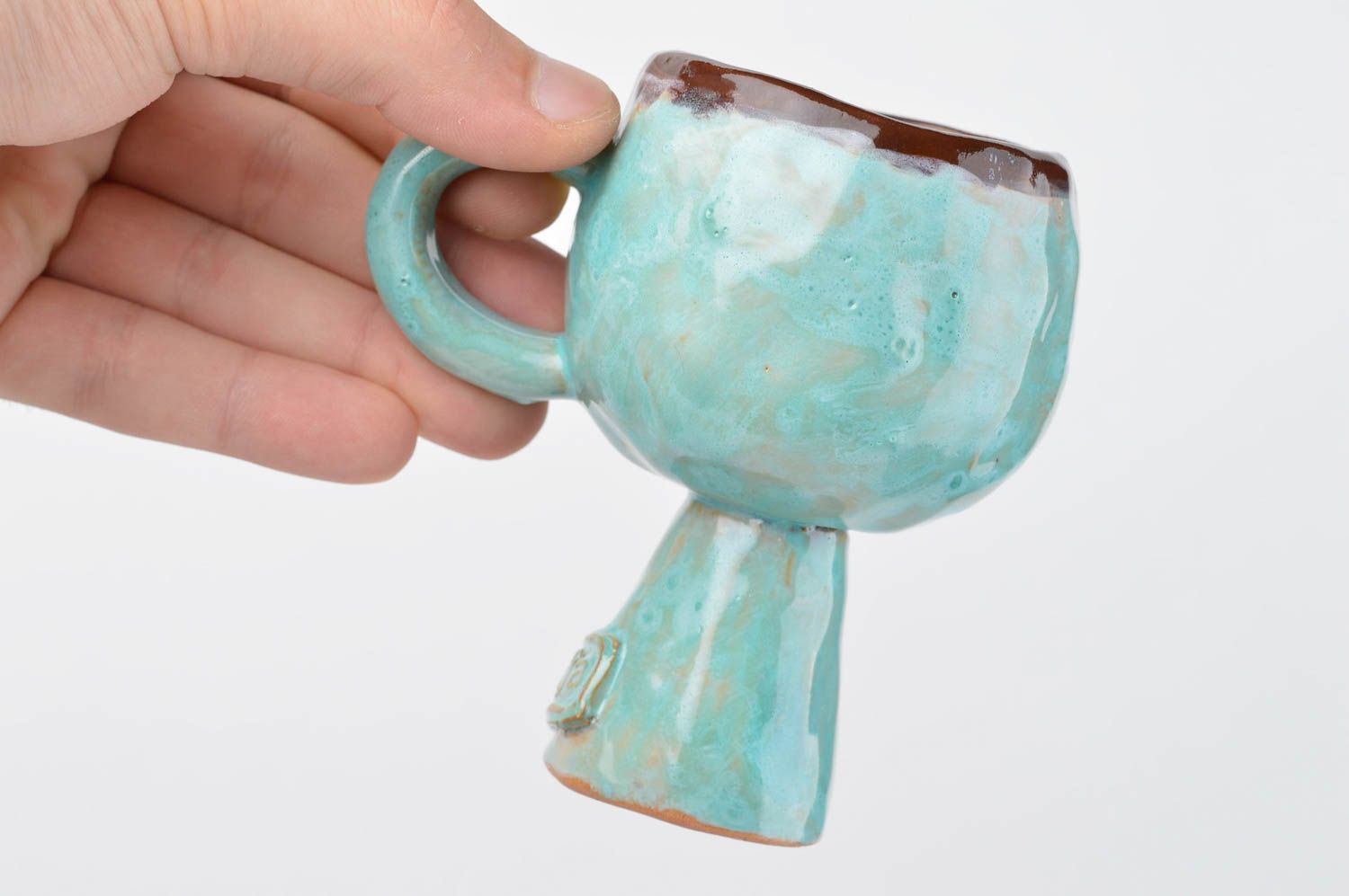 Декор для дома ручной работы керамическая чашка декоративная чашка голубая фото 4