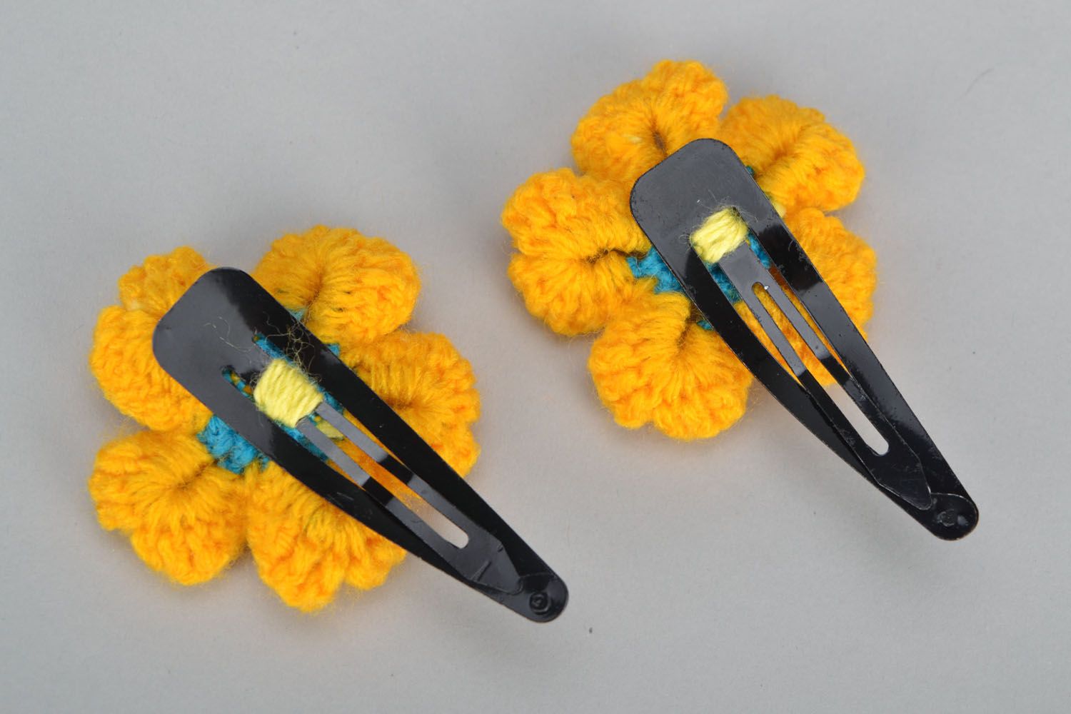 Flower hair clips Yellow Poppy photo 5